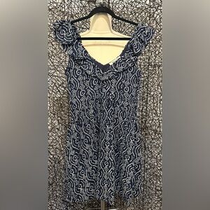 Navy and White Patterned Women's Dress